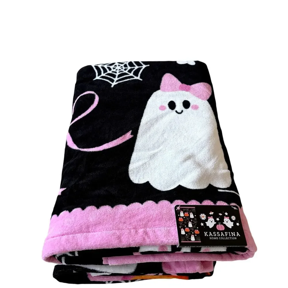 NEW Kassafina Coquette Halloween Bath Towel Set of 2 100% Cotton VIRAL